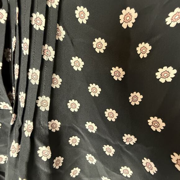 Kate Spade Live Colorfully Silk Sleeveless Floral Blouse Micro Pleating Top‎ M - Picture 4 of 7